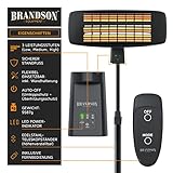 Brandson Wickeltischheizstrahler | Heizstrahler / Wärmelampe | Standheizstrahler | 3 Leistungsstufen + Heizelemente | inkl. Fernbedienung | LED Power-Indikator | Wandhalterung | höhenverstellbare Edelstahl-Teleskopständer - 4