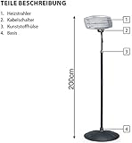 Terassen-Heizstrahler mit 2 Meter langen einstellbaren Standfuß – Spritzwasserschutz – optimal für aussen und Innenanwendungen – Neu und OVP! - 4
