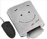 OFKPO Handwärmer USB Mausunterlage,Smiley GesichtsPlüsch Maus pad (Grau) - 2