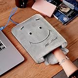 OFKPO Handwärmer USB Mausunterlage,Smiley GesichtsPlüsch Maus pad (Grau) - 5