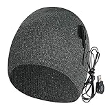 BININBOX Beheizbare Mütze,Beheizte Mütze mit Akku,Unisex Damen und Herren Wiederaufladbare elektrisch Mütze Intelligent Warm Cap für Skifahren im Freien (Grau)