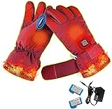 Beheizte Handschuhe, Damen Elektrische Beheizbare Handschuhe mit Wiederaufladbare, Wasserdicht Touchscreen Heizung Thermo Handschuhe zu Winter Outdoor Klettern Radfahren Snowboarden, Camping Jagd