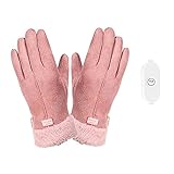 Beheizte Handschuhe, Damen Elektrische Beheizbare Handschuhe mit USB Wiederaufladbare, Wasserdicht Touchscreen Heizung Thermo Handschuhe zu Winter Outdoor Klettern Radfahren Snowboarden, Camping Jagd