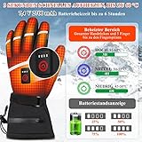 Beheizbare Handschuhe für Herren Damen, 3 Stufige Beheizte Ski Handschuhe mit 7,4 V 5400 mAh Typ-C Akkus, 6 Stunden Betriebsdauer, wasserdichte Zum Klettern, Wandern, Radfahren, Camping (M) - 2