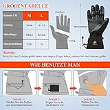 Beheizbare Handschuhe für Herren Damen, 3 Stufige Beheizte Ski Handschuhe mit 7,4 V 5400 mAh Typ-C Akkus, 6 Stunden Betriebsdauer, wasserdichte Zum Klettern, Wandern, Radfahren, Camping (M) - 5