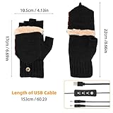 Augot USB Beheizte Handschuhe Damen und Herren, Gestrickt Handwärmer Fingerlose Handschuhe Waschbar Beheizbare Handschuhe Winterhandschuhe mit 3 Stufentemperaturen für Ski Wandern - 3