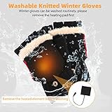 Augot USB Beheizte Handschuhe Damen und Herren, Gestrickt Handwärmer Fingerlose Handschuhe Waschbar Beheizbare Handschuhe Winterhandschuhe mit 3 Stufentemperaturen für Ski Wandern - 4