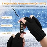 Augot USB Beheizte Handschuhe Damen und Herren, Gestrickt Handwärmer Fingerlose Handschuhe Waschbar Beheizbare Handschuhe Winterhandschuhe mit 3 Stufentemperaturen für Ski Wandern - 5
