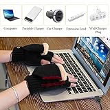 Augot USB Beheizte Handschuhe Damen und Herren, Gestrickt Handwärmer Fingerlose Handschuhe Waschbar Beheizbare Handschuhe Winterhandschuhe mit 3 Stufentemperaturen für Ski Wandern - 6