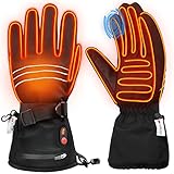 Beheizbare Handschuhe, Beheizte Handschuhe Herren Damen, Akku Beheizbare Handschuhe mit 7.4V 3200mAh, 3 Wärmestufen, Winter Winddichte Touchscreen Skihandschuhe für Motorrad Fahrrad Skifahren
