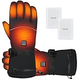 Beheizte Handschuhe Herren Damen,4100mAh Wiederaufladbare Beheizbare Handschuhe,3 Heiztemperatur Einstellbare wasserdichte Touchscreen Beheizte Motorradhandschuhe für Outdoor Wandern Motorrad Camping