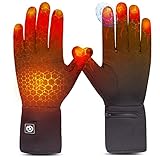 elektrische beheizte Handschuhe für Herren Damen，wiederaufladbar beheizbare Winter Handschuhe für Outdoor Fahrrad Motorad Ski Snowdoard Jagd (Schwarz-, ML)