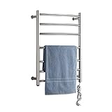 Handtuchwärmer, Wandmontage, elektrisch, beheizbar, für Badezimmer, 4 Stangen, polierter Edelstahl, elektrischer beheizter Handtuchhalter (Farbe: Stecken) (Stecker)
