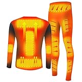 Yeah-hhi Beheizbare Thermounterwäsche, 13 Beheizte Bereiche 3-Gang-Temperaturregelung Winter-Baselayer-Kleidung Für Den Alltag,Man,XL, 1221SUNY
