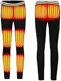 Beheizte Hose für Herren und Damen, USB Elektrisch Beheizte Legging Hose 3 Stufen Temperaturkontrolle Thermohose Waschbar Winter Warme Hosen für Camping Wandern - Schwarz,L