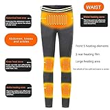 Beheizte Hose für Herren und Damen, USB Elektrisch Beheizte Legging Hose 3 Stufen Temperaturkontrolle Thermohose Waschbar Winter Warme Hosen für Camping Wandern - Schwarz,L - 3