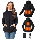 SGKOW Beheizte Jacke Damen mit 10000mah Akku, Wasserdichter Winddicht Heizmantel, Elektrische Heizjacke Einstellbar Heheizte Kleidung für Outdoorarbeiten und Tägliches Tragen