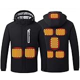 KUMADAI Beheizte Jacken Herren Winterjacke Elektrische Heizjacke Beheizbare Jacke Wasserdicht Winddicht USB Lade Heizung Kapuzenjacke Softshelljacke Heizmantel Beheizte Weste Heizweste,Schwarz,L