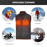 Beheizte Weste für Herren Damen,Elektrische USB Heizwesten Beheizbare Weste mit QC3.0 14400MAH Akku,3 Einstellbar Temperatur Elektrischer Warme Beheizte Jacke für Outdoor Wandern Jagd Motorrad Camping - 7