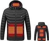 Beheizbare Jacke für Männer und Frauen, beheizbare Thermokleidung, USB wiederaufladbare elektrische Thermo-Kapuzenjacke, 3 Temperaturstufen für Winter Outdoor Radfahren Wandern (S)