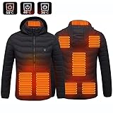 Beheizbare Jacke für Männer und Frauen, beheizbare Thermokleidung, USB wiederaufladbare elektrische Thermo-Kapuzenjacke, 3 Temperaturstufen für Winter Outdoor Radfahren Wandern (S) - 3