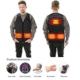 VIEKUU Beheizbare Weste Heizweste Damen Herren, Elektrisch USB Beheizte Jacke Weste mit 3 Temperatureinstellungen, Größenverstellbar von M-3XL für Winter Outdoor Arbeit Fische - 6