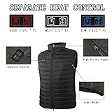 seenlast Beheizte Weste für Herren Damen, Beheizbare Weste mit 10000mAh Akku Heizweste, mit 3 Einstellbar Temperatur Beheizbare Jacke für Outdoor Reisen Motorsport Radfahren Skifahren L - 3