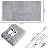 Monzana Heizdecke Wärmeunterbett 160x140cm Timer Coral Fleece 2x60W grau Doppelheizdecke Überhitzungsschutz waschbar - 4