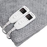Monzana Heizdecke Wärmeunterbett 160x140cm Timer Coral Fleece 2x60W grau Doppelheizdecke Überhitzungsschutz waschbar - 8