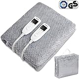 Monzana Heizdecke Wärmeunterbett 160x140cm Timer Coral Fleece 2x60W grau Doppelheizdecke Überhitzungsschutz waschbar - 9
