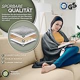 sinnlein® Heizdecke aus Plüsch 180x130cm Grau TÜV SÜD GS geprüft | elektrische Wärmedecke mit Abschaltautomatik | Kuscheldecke | Timerfunktion | 9 Temperaturstufen | waschbar bis 40°C | Digitalanzeige - 3