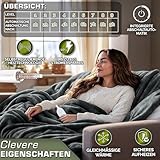 sinnlein® Heizdecke aus Plüsch 180x130cm Grau TÜV SÜD GS geprüft | elektrische Wärmedecke mit Abschaltautomatik | Kuscheldecke | Timerfunktion | 9 Temperaturstufen | waschbar bis 40°C | Digitalanzeige - 8