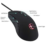 Mit beheizter Maus, kabelgebundener Gaming-Maus, ergonomisches Design, 6 programmierbare Tasten, 2400 Dpi, geeignet für Windows-Computerspiele, Schwarz - 4