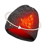 ARRIS Beheizte Mütze Elektrische Winter Beheizte Beanie Kopfwärmer mit 7.4V Wiederaufladbarer Batterie Schwarz