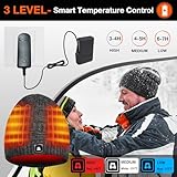 ARRIS Beheizte Mütze Elektrische Winter Beheizte Beanie Kopfwärmer mit 7.4V Wiederaufladbarer Batterie Schwarz - 2