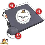 Bumfire Sitzkissen Beheizbar & Faltbar – Akku Heizkissen Kabellos mit USB Anschluss – Elektrisch Beheizbare Wärmekissen Sitzauflage Stadion, Camping, Rollstuhl, Outdoor Kissen – Anthrazit – 35×35 cm - 4