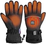 BRUBAKER Beheizbare Winterhandschuhe mit Akku - wasserdichte und Winddichte Skihandschuhe für Herren und Damen - 3 Stufen Temperaturregler Heizung - Warme Ski Thermo Handschuhe Schwarz - Größe M/L