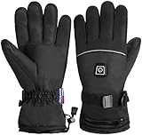 BRUBAKER Beheizbare Winterhandschuhe mit Akku - wasserdichte und Winddichte Skihandschuhe für Herren und Damen - 3 Stufen Temperaturregler Heizung - Warme Ski Thermo Handschuhe Schwarz - Größe M/L - 2