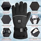 BRUBAKER Beheizbare Winterhandschuhe mit Akku – wasserdichte und Winddichte Skihandschuhe für Herren und Damen – 3 Stufen Temperaturregler Heizung – Warme Ski Thermo Handschuhe Schwarz – Größe M/L - 5