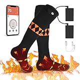 Beheizbare Socken, APP Smart Elektrische Warme Socken 2X5000mAh Beheizte Skisocken Verdicken Wiederaufladbare Heizsocken, 4 Einstellbarer Temperatur Winter fußwärmer Warmsocken Für Männer Frauen