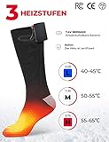 Beheizbare Socken, 3800mAh beheizte Socken, Wiederaufladbare Heizsocken , Winter-Baumwollsocken, Fußwärmer für Skifahren,Wandern,Jagen, Angeln - 3