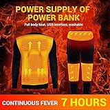 Yokbeer Elektrisch Beheizt Thermo-Unterwäsche Set, Beheizbares Hemd Und Hose Set, Thermo-Unterwäsche Heizung Kleidung, Winter Base Layer Set Tops Winter Gear (Color : Black, Size : XL) - 3