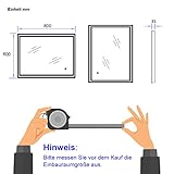 EMKE LED Badspiegel 80x60cm Badezimmerspiegel mit Beleuchtung kaltweiß Lichtspiegel Wandspiegel mit Touchschalter IP44 energiesparend - 6