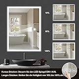 IL-02-60 furduzz Badezimmerspiegel mit Beleuchtung, 60x45 cm Vertikal und Horizontal Montage Led Spiegel, Wandspiegel mit Touch Schalter, 3 Lichtfarben dimmbar, Antibeschlag, Speicherfunktion - 2