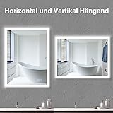 IL-02-60 furduzz Badezimmerspiegel mit Beleuchtung, 60x45 cm Vertikal und Horizontal Montage Led Spiegel, Wandspiegel mit Touch Schalter, 3 Lichtfarben dimmbar, Antibeschlag, Speicherfunktion - 6