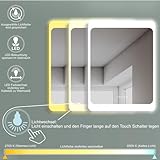 HOKO® LED Badspiegel mit ANTIBESCHLAG SPIEGELHEIZUNG und digitaler Uhr, Duisburg 60x80cm, Badezimmerspiegel mit Uhr, Energieklasse A+ (WEEE-Reg. Nr.: DE 40647673) - 2
