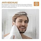 Bath-mann LED Badspiegel 80x60cm mit Beleuchtung Kaltweiß Badezimmerspiegel Spiegel mit Touch Lichtschalter, 3X Vergrößerung Lupe Schminkspiegel, Beschlagfrei, Uhr, Wandspiegel Horizontal - 3