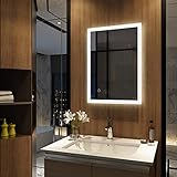 Meykoers Wandspiegel Badezimmerspiegel LED Badspiegel mit Beleuchtung 80x60cm mit Touch Schalter und Beschlagfrei Lichtspiegel Kaltweiß 6400K - 2