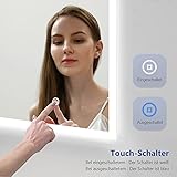 Meykoers Wandspiegel Badezimmerspiegel LED Badspiegel mit Beleuchtung 80x60cm mit Touch Schalter und Beschlagfrei Lichtspiegel Kaltweiß 6400K - 3