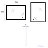 Meykoers Wandspiegel Badezimmerspiegel LED Badspiegel mit Beleuchtung 80x60cm mit Touch Schalter und Beschlagfrei Lichtspiegel Kaltweiß 6400K - 7